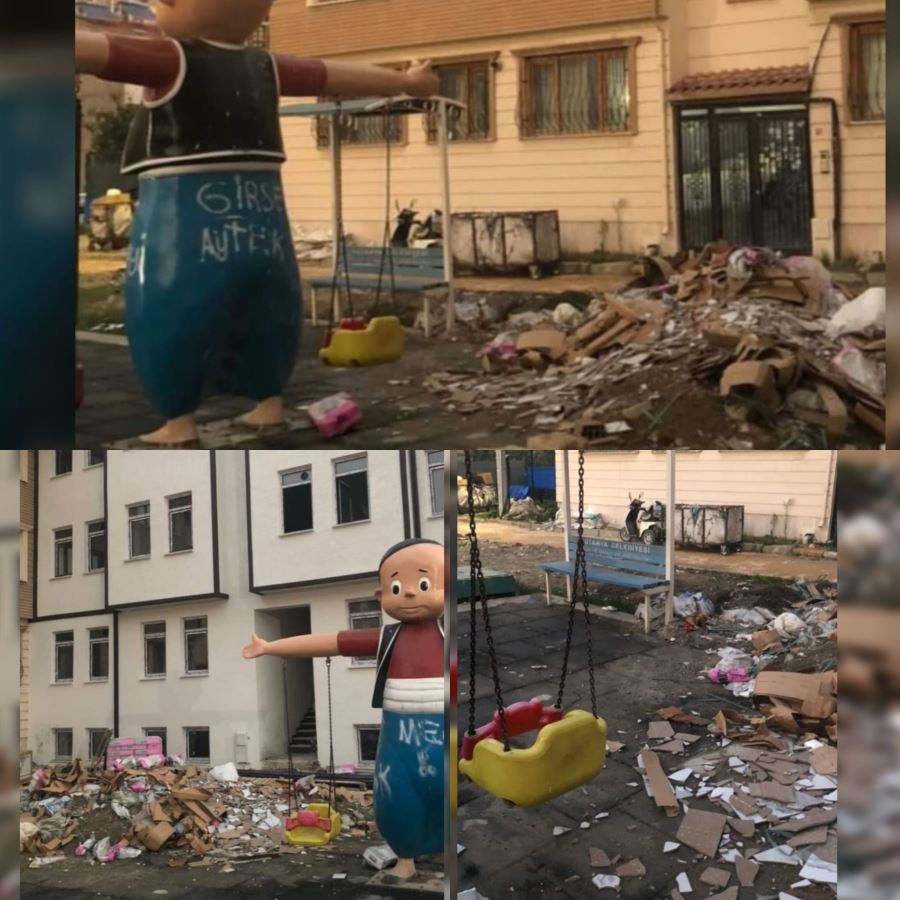 ŞEHRİN MERKEZİNDE PARKA MOLOZ DÖKÜLÜYOR YETKİLİLER UYUYOR
